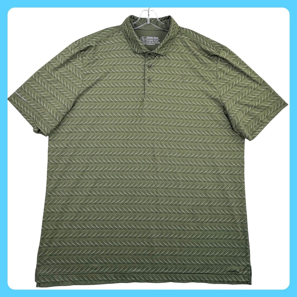 Googan Squad Performance Polo Shirt Men 2XL TALL Green Herringbone Fish Golf